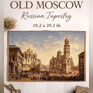 Old Moscow Russian Tapestry Wall Hanging Woven Textile 19.2 x 29.2